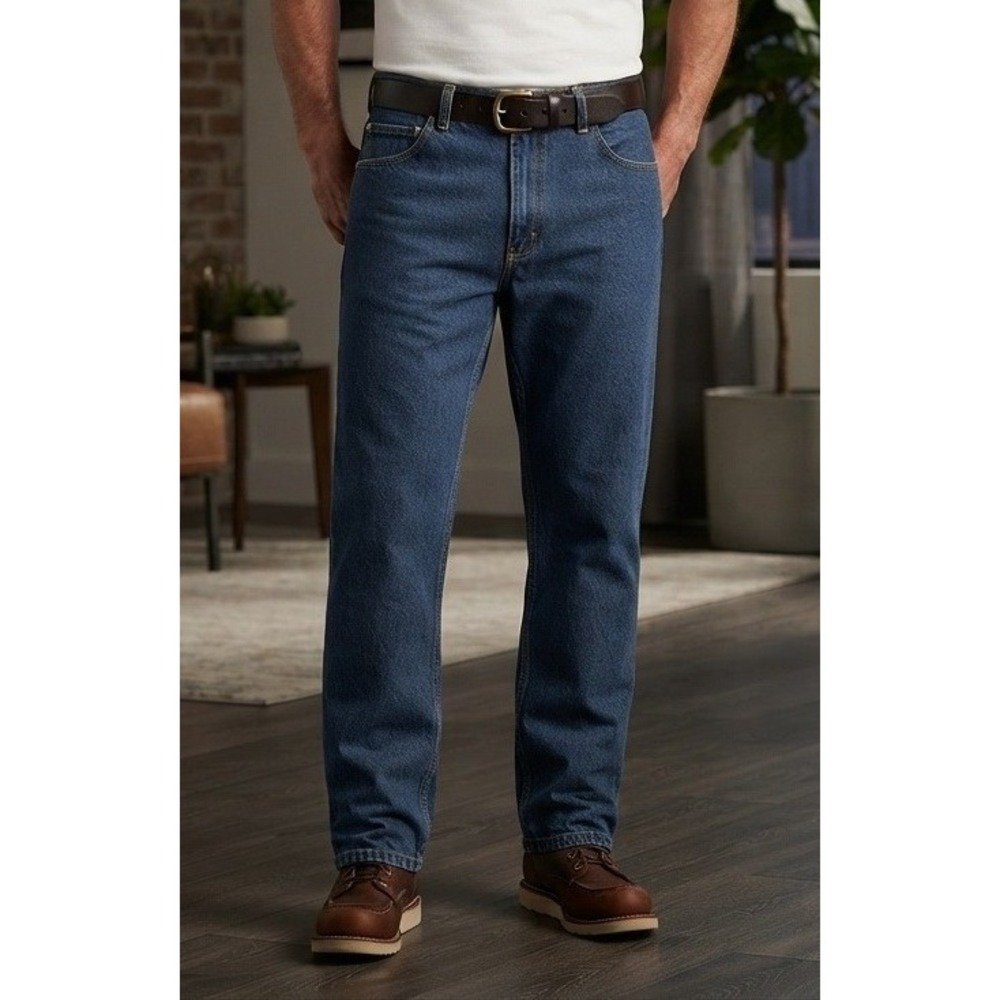 Duluth Trading Co Blue Denim Work Jeans Men's‎ 42x28 Straight Leg 100% Cotton